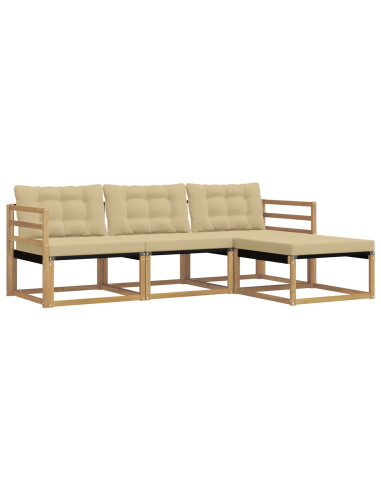 Set di divani da esterno con cuscino 4 pcs Bianco e Beige
