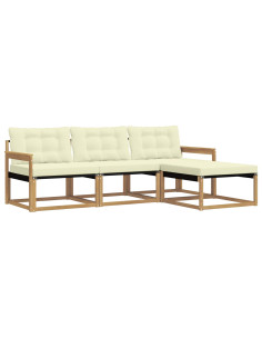 Set di divani da esterno con cuscino 4 pcs Bianco e Crema 2