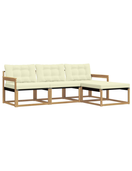 Set di divani da esterno con cuscino 4 pcs Bianco e Crema