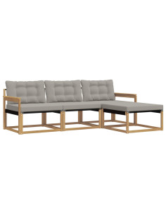 Set di divani da esterno 4 pcs Bianco e Grigio Chiaro 2