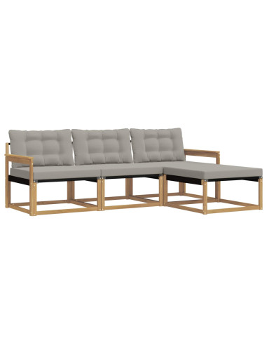 Set di divani da esterno 4 pcs Bianco e Grigio Chiaro