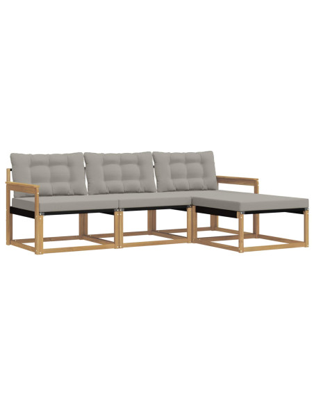 Set di divani da esterno 4 pcs Bianco e Grigio Chiaro