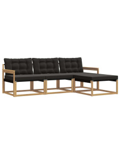 Set di divani da esterno con cuscino 4 pcs Bianco e Nero 2