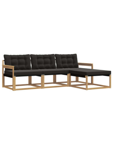 Set di divani da esterno con cuscino 4 pcs Bianco e Nero