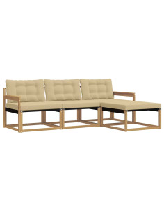 Set di divani da esterno con cuscino 4 pcs Bianco e Beige 2