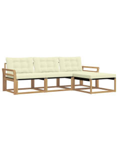 Set di divani da esterno con cuscino 4 pcs Bianco e Crema 2