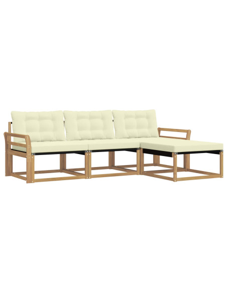 Set di divani da esterno con cuscino 4 pcs Bianco e Crema