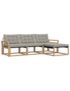 Set di divani da esterno 4 pcs Bianco e Grigio Chiaro 2