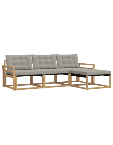 Set di divani da esterno 4 pcs Bianco e Grigio Chiaro