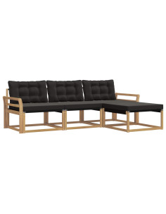 Set di divani da esterno con cuscino 4 pcs Bianco e Nero 2