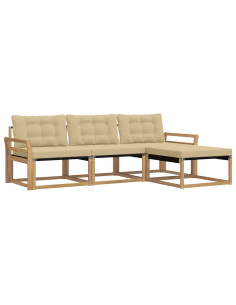 Set di divani da esterno con cuscino 4 pcs Bianco e Beige 2