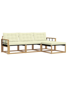 Set di divani da esterno con cuscino 4 pcs Bianco e Crema 2