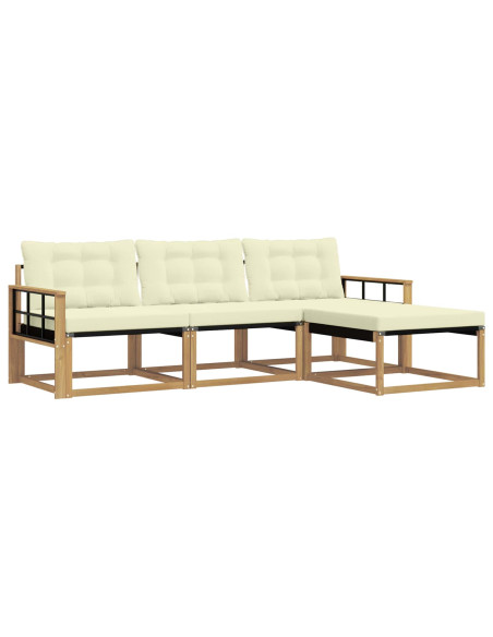 Set di divani da esterno con cuscino 4 pcs Bianco e Crema