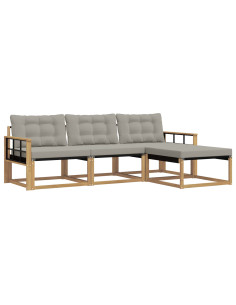 Set di divani da esterno 4 pcs Bianco e Grigio Chiaro 2