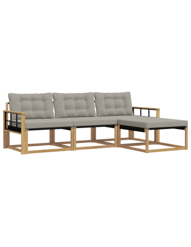Set di divani da esterno 4 pcs Bianco e Grigio Chiaro