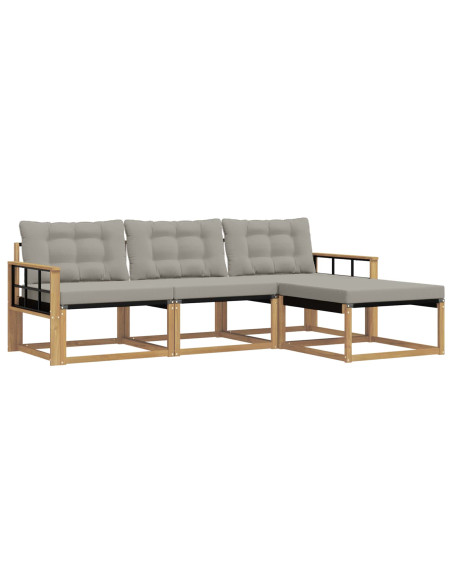 Set di divani da esterno 4 pcs Bianco e Grigio Chiaro