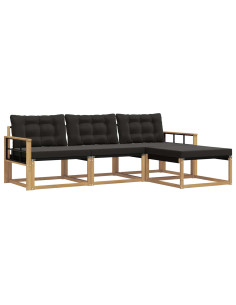 Set di divani da esterno con cuscino 4 pcs Bianco e Nero 2