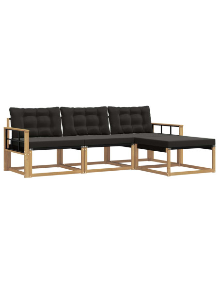 Set di divani da esterno con cuscino 4 pcs Bianco e Nero