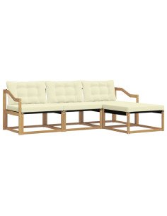 Set di divani da esterno con cuscino 4 pcs Bianco e Crema 2