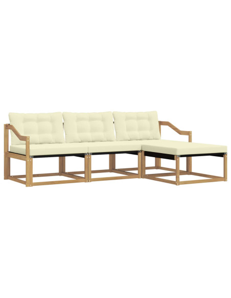 Set di divani da esterno con cuscino 4 pcs Bianco e Crema