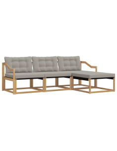 Set di divani da esterno 4 pcs Bianco e Grigio Chiaro 2