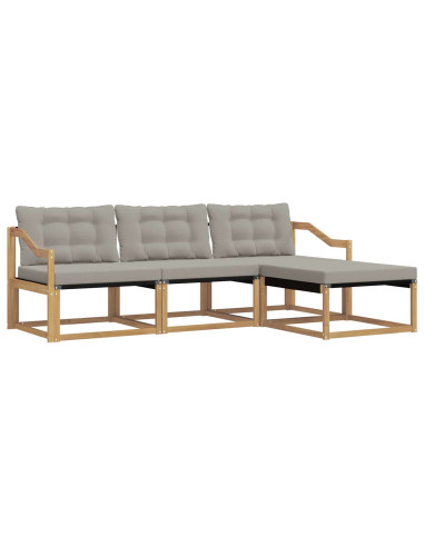 Set di divani da esterno 4 pcs Bianco e Grigio Chiaro