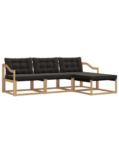 Set di divani da esterno con cuscino 4 pcs Bianco e Nero 2