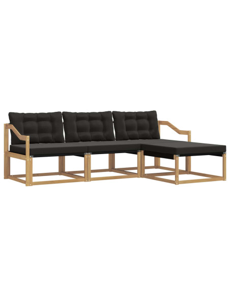 Set di divani da esterno con cuscino 4 pcs Bianco e Nero