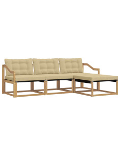 Set di divani da esterno con cuscino 4 pcs Bianco e Beige 2