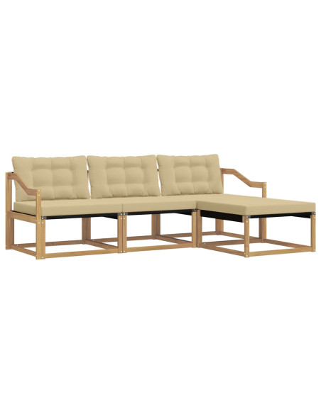 Set di divani da esterno con cuscino 4 pcs Bianco e Beige