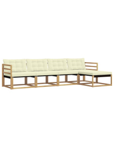 Set di divani da esterno con cuscino 5 pcs Bianco e Crema 2