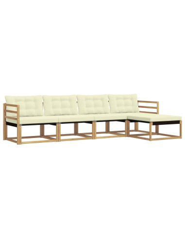 Set di divani da esterno con cuscino 5 pcs Bianco e Crema