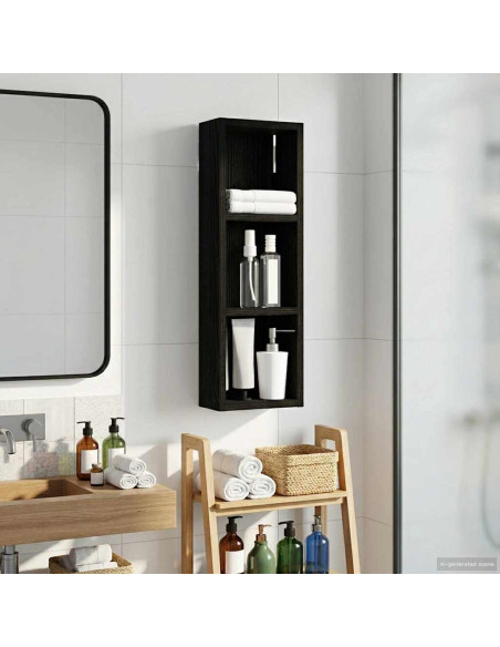 Armadio da bagno a muro Rovere Nero 20 x 10 x 60,5 cm