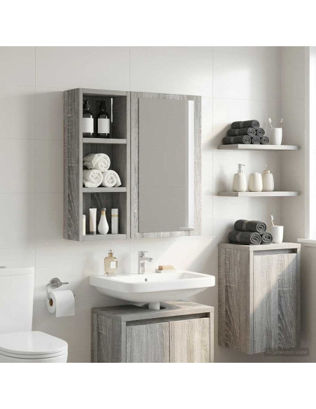 Armadio da bagno a muro Sonoma grigia 20 x 10 x 50 cm