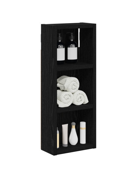 Armadio da bagno a muro Rovere Nero 20 x 10 x 50 cm