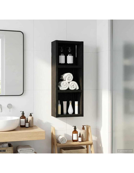 Armadio da bagno a muro Rovere Nero 20 x 10 x 50 cm