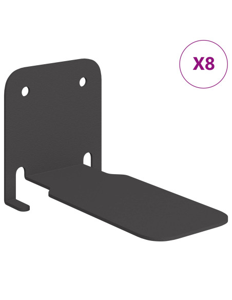 Mensola sospesa con lo scaffale 8 pcs Nero 6 x 10,8 x 6,6 cm