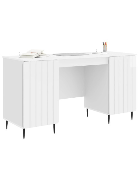 Scrivania Bianco Lucido 142,5 x 50 x 75 cm Legno ingegnerizzato