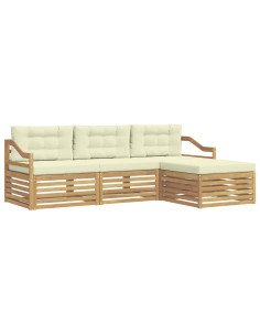 Set di divani da esterno 4 pcs Bianco e Crema Poliestere 2