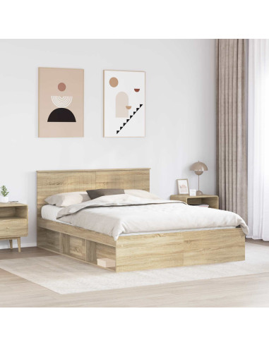 Struttura del letto Rovere Sonoma 150 x 200 cm Pino massello