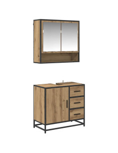 Set di mobili per il bagno con porta 2 pcs Rovere artigianale 2