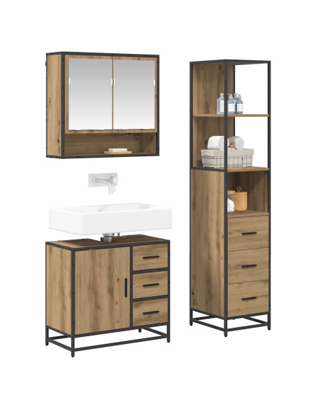 Set di mobili per il bagno con porta 3 pcs Rovere artigianale