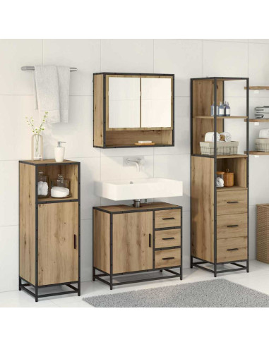 Set di mobili per il bagno con porta 3 pcs Rovere artigianale