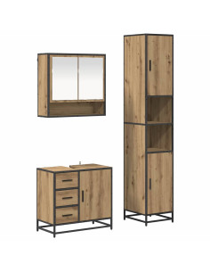Set di mobili per il bagno con porta 3 pcs Rovere artigianale 2