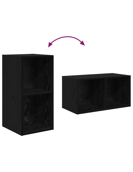 Set mobile TV Rovere Nero 37 x 37 x 107 cm Legno multistrato