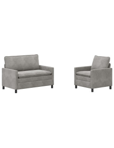 Set di divani 2 pcs Grigio Chiaro Velluto 2