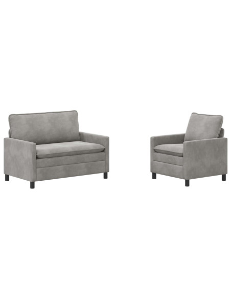 Set di divani 2 pcs Grigio Chiaro Velluto