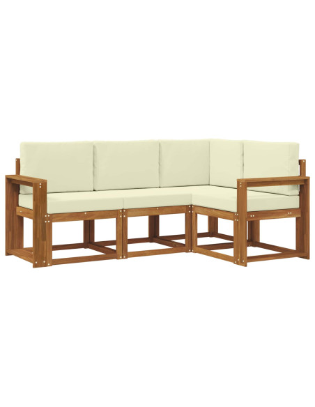 Set di divani da esterno con cuscino 4 pcs Naturale e Crema