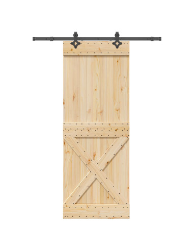 Porta scorrevole NARVIK Naturale e Nero 85 x 210 cm (152,5 cm)