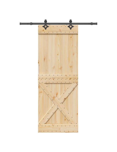 Porta scorrevole NARVIK Naturale e Nero 85 x 210 cm (152,5 cm)